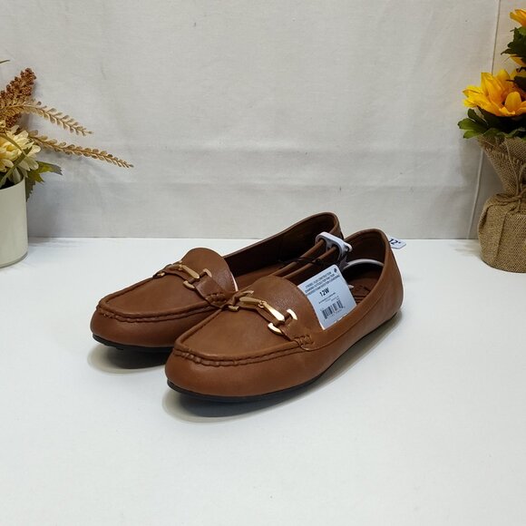 Aerosoles Buckle Loafer Day Drive Moccasin 12W Cognac Flexible Diamond Outsole - Picture 2 of 10